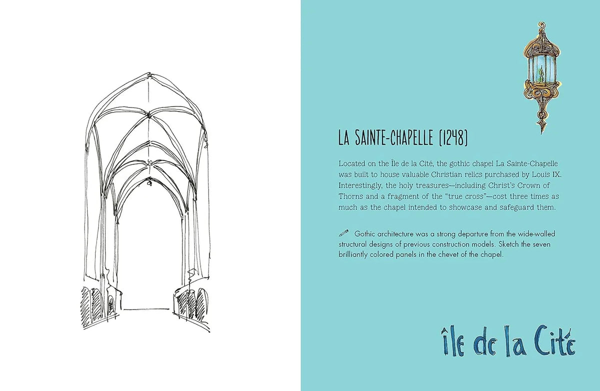 Gothic arch illustration with descriptive text on a light blue background