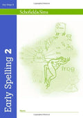 Book cover of 'Early Spelling 2' by Schofield & Sims with a green and blue design.