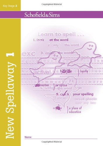 Book cover of 'New Spellaway 1' by Schofield & Sims with a purple and yellow design.