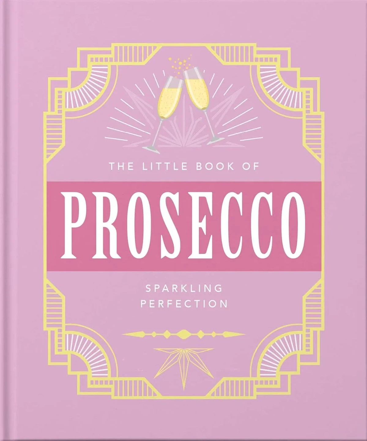 Book titled 'The Little Book of Prosecco' on a pink background