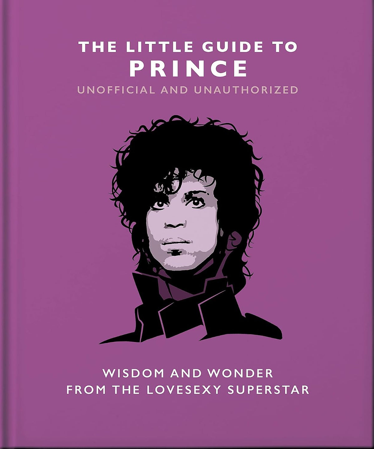 Book cover for 'The Little Guide to Prince' featuring a stylized graphic portrait of Prince on a solid purple background with white text.